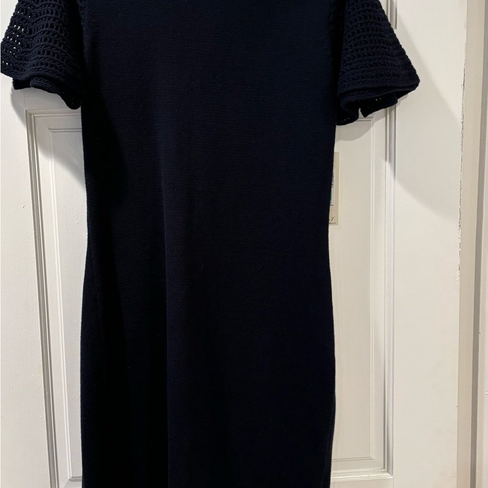 Eliza J Navy crochet Dress